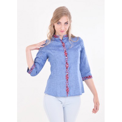 Embroidered blouse "Dream Plus" blue